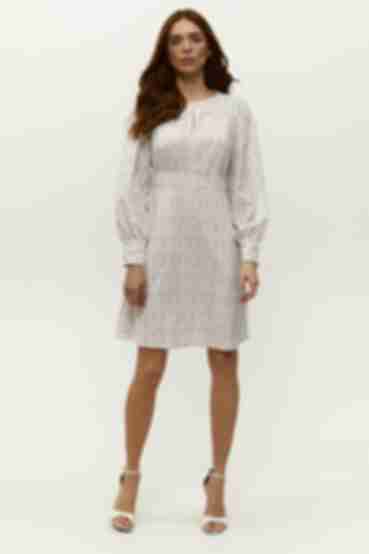 Платье мини софт мелкоцвет на белом
