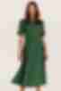 Сукня з спідницею трапеція міді софт гірчичні квіти на зеленому