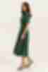 Сукня з спідницею трапеція міді софт гірчичні квіти на зеленому