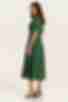 Платье с юбкой трапеция миди софт горчичные цветы на зеленом