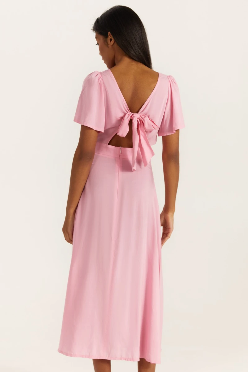 Pink midi dress made of staple cotton