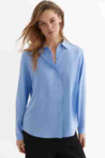 Sky blue staple cotton shirt