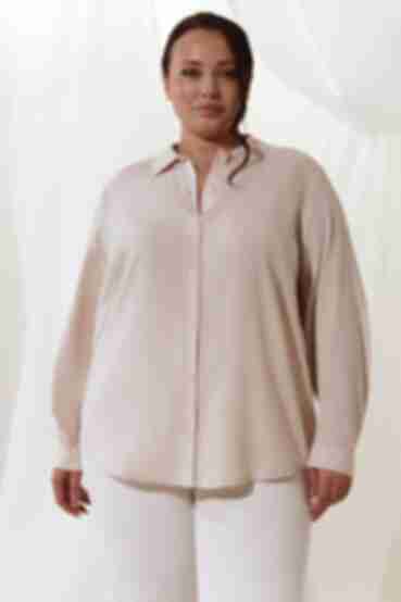 Light beige staple cotton shirt plus size