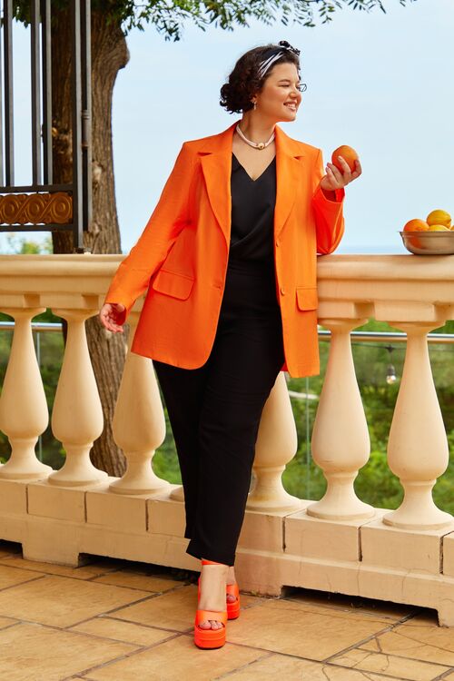 Buy Orange linen jacket plus size jacket orange color linen casual style buy in VOVK online store