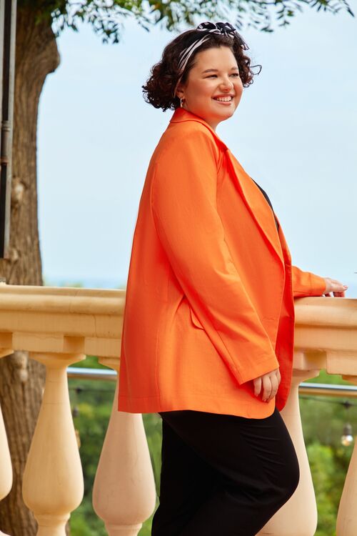 Orange linen jacket plus size