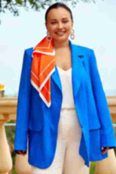 Blue linen jacket plus size