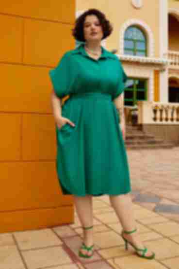 Сукня-сорочка льон трав'яна великий розмір