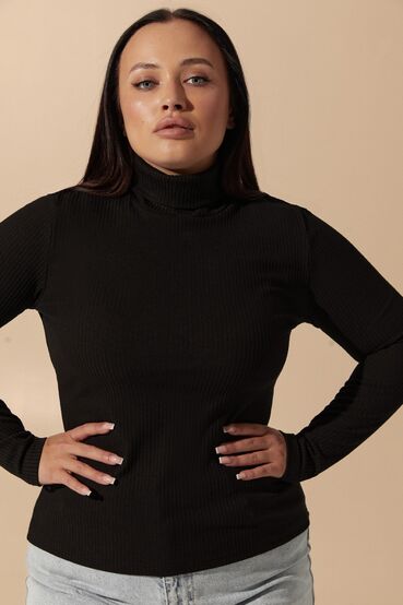 Black turtleneck made of ribbed knitted fabric plus size #2