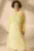 Сукня міді з підрізом на талії костюмна тканина лимонна великий розмір