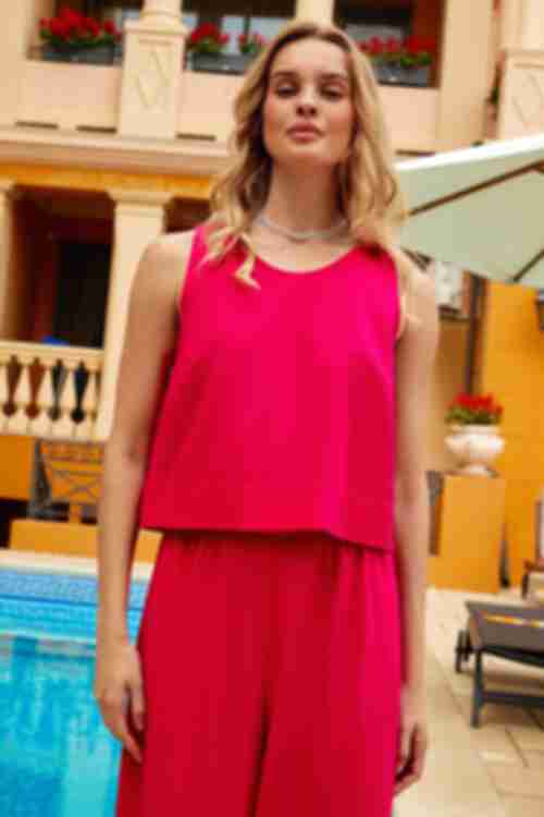 Fuchsia linen top