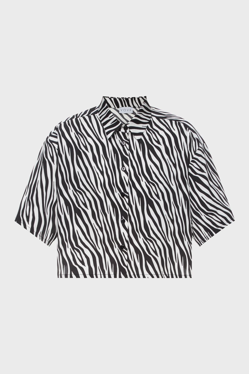 Cropped shirt with zebra print