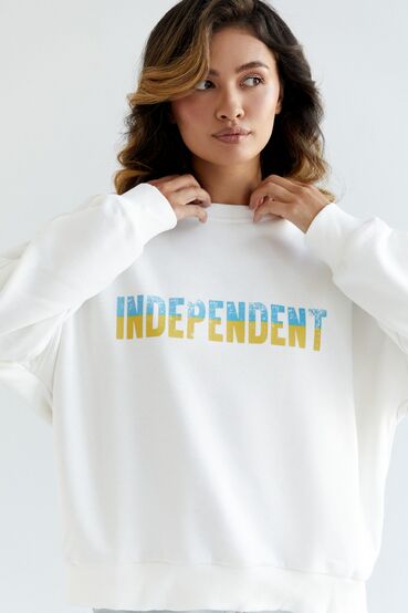 White knitted sweatshirt with "INDEPENDENCE" print #2