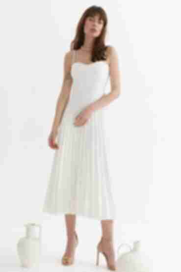 Milky demi dress with corset top and pleated skirt