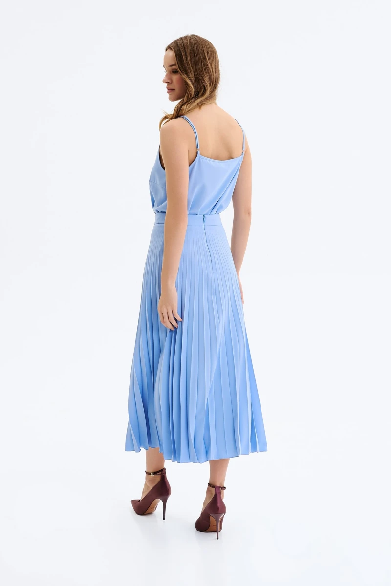 Midi pleated skirt suit fabric blue #2