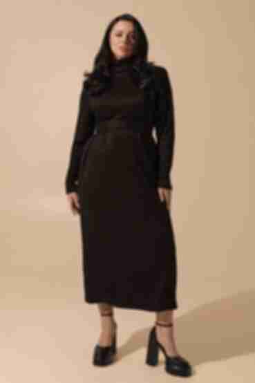 Сукня з паском міді ангора чорна великий розмір