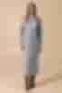 Gray and light blue midi angora dress with waistband