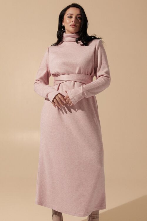 Blush midi angora dress with waistband plus size