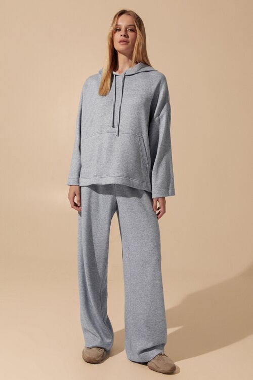 Light blue angora suit with hoodie and trousers