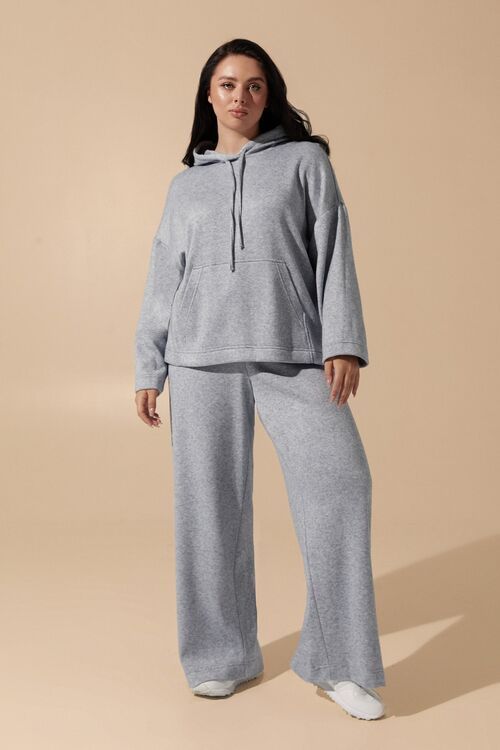 Light blue angora suit with hoodie and trousers plus size