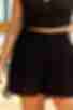 Black linen bermuda shorts with pintuck plus size