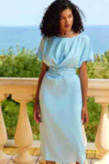 Sky blue demi linen dress plus size