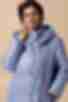 Light blue hooded jacket with band collar made of raincoat fabric