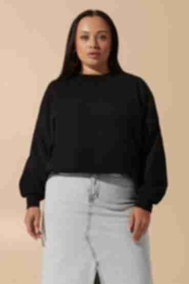 Black knitted sweatshirt plus size