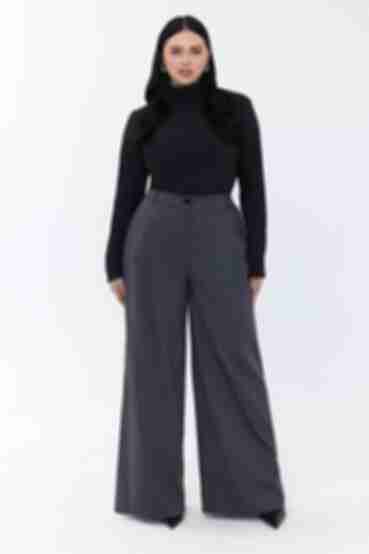 Gray trousers made of suiting fabric plus size
