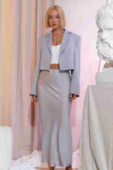 Gray cropped oversize jacket made of suiting fabric