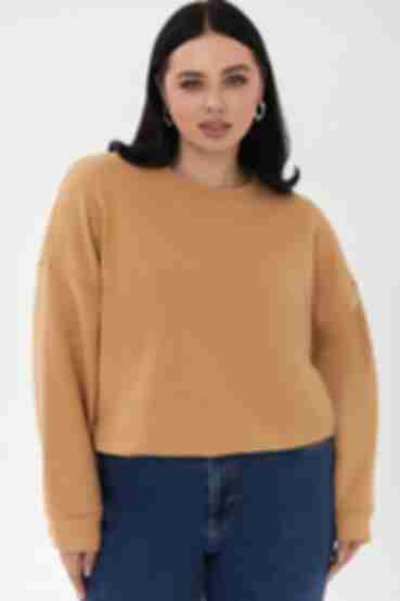 Beige knitted sweatshirt plus size