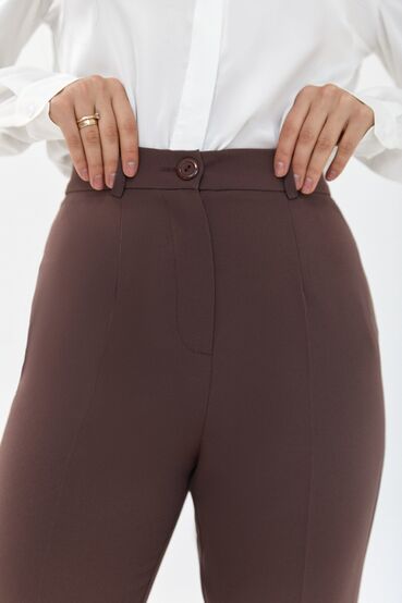 Chocolate tapered trousers made of suiting fabric #2