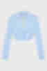 Жакет укороченный из костюмной ткани голубой большой размер