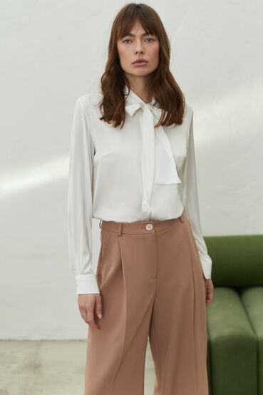 Blouse with bow artificial silk milk