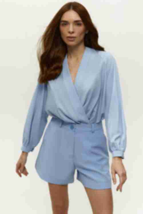 Light blue bodysuit blouse made of soft rayon