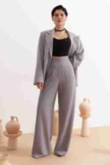 Gray palazzo trousers made of suiting fabric
