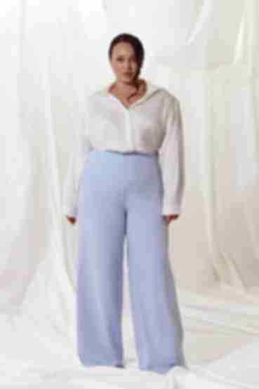 Light blue palazzo trousers made of suiting fabric plus size