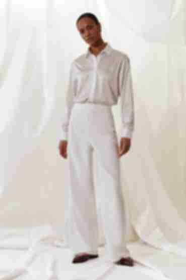 Milky palazzo trousers made of suiting fabric