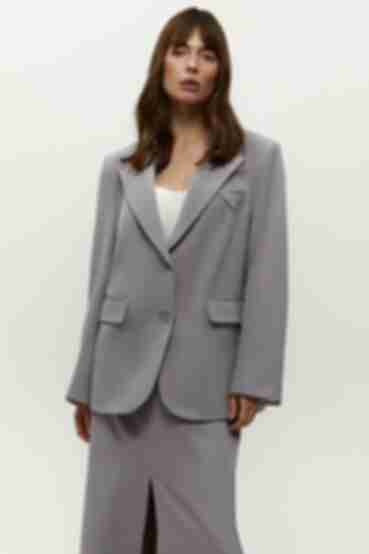 Gray oversize jacket made of suiting fabric