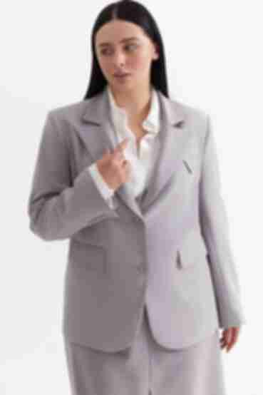 Gray oversize jacket made of suiting fabric plus size