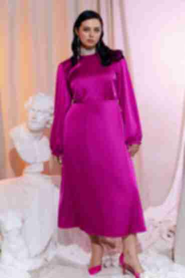 Сукня з вирізами міді штучний шовк рожева великий розмір