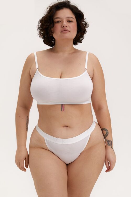 Milky knitted tanga panties plus size