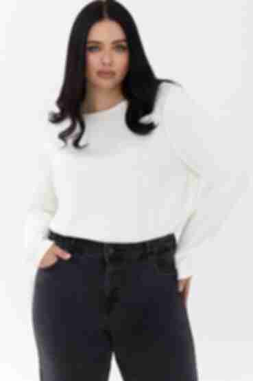 Milky knitted angora sweater plus size