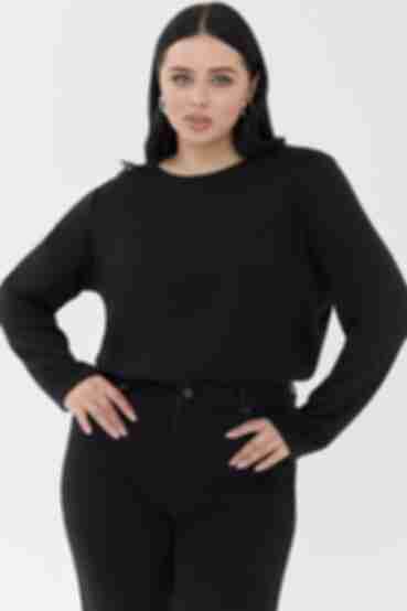 Black knitted angora sweater plus size