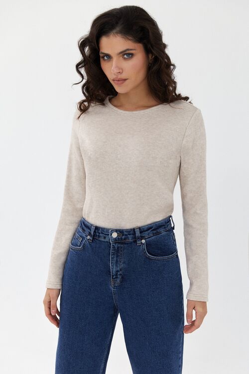 Light beige knitted angora sweater