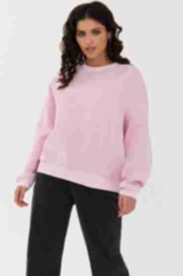 Pink sweatshirt made of knitted fabric with fleece
