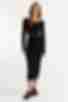 Black ribbed knitted midi skirt