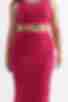 Fuchsia ribbed knitted midi skirt plus size