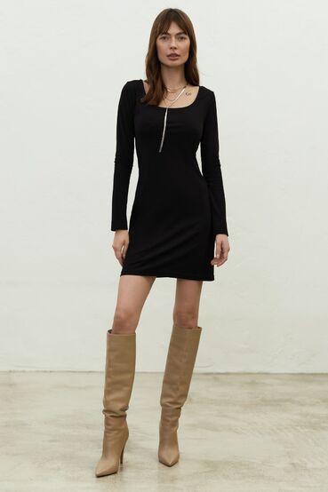 Black mini knitted dress