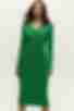Grass green midi polo dress made of ribbed knitted fabric