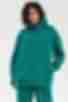 Green suit with hooded sweatshirt and pants made of knitted fabric with fleece